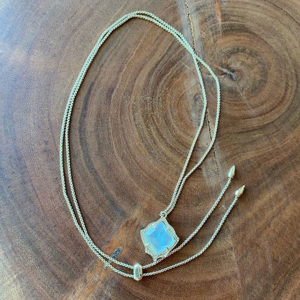 Kendra scott gold and opal Pearl Kasey adjustable chain‎ necklace